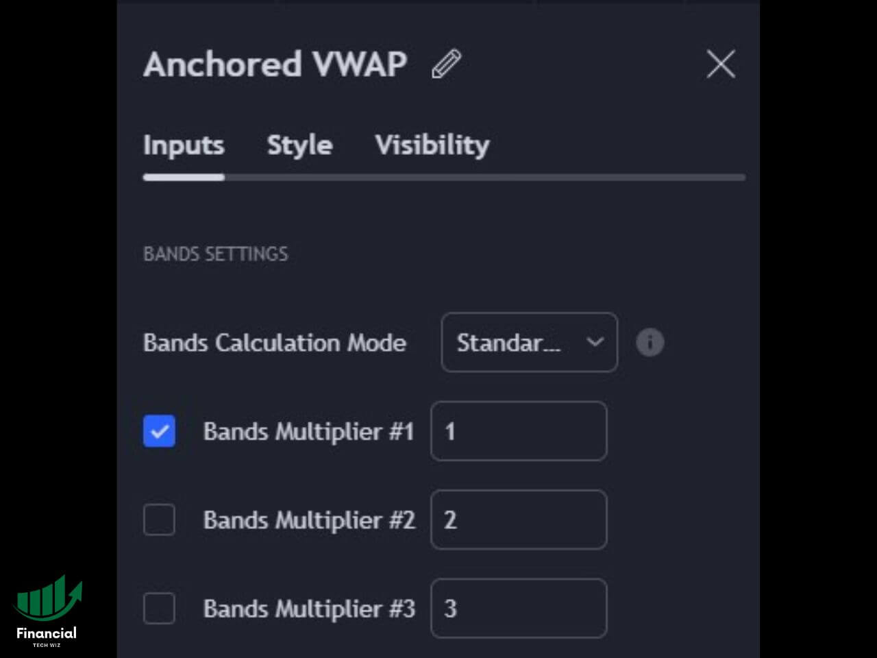 anchored vwap settings bands