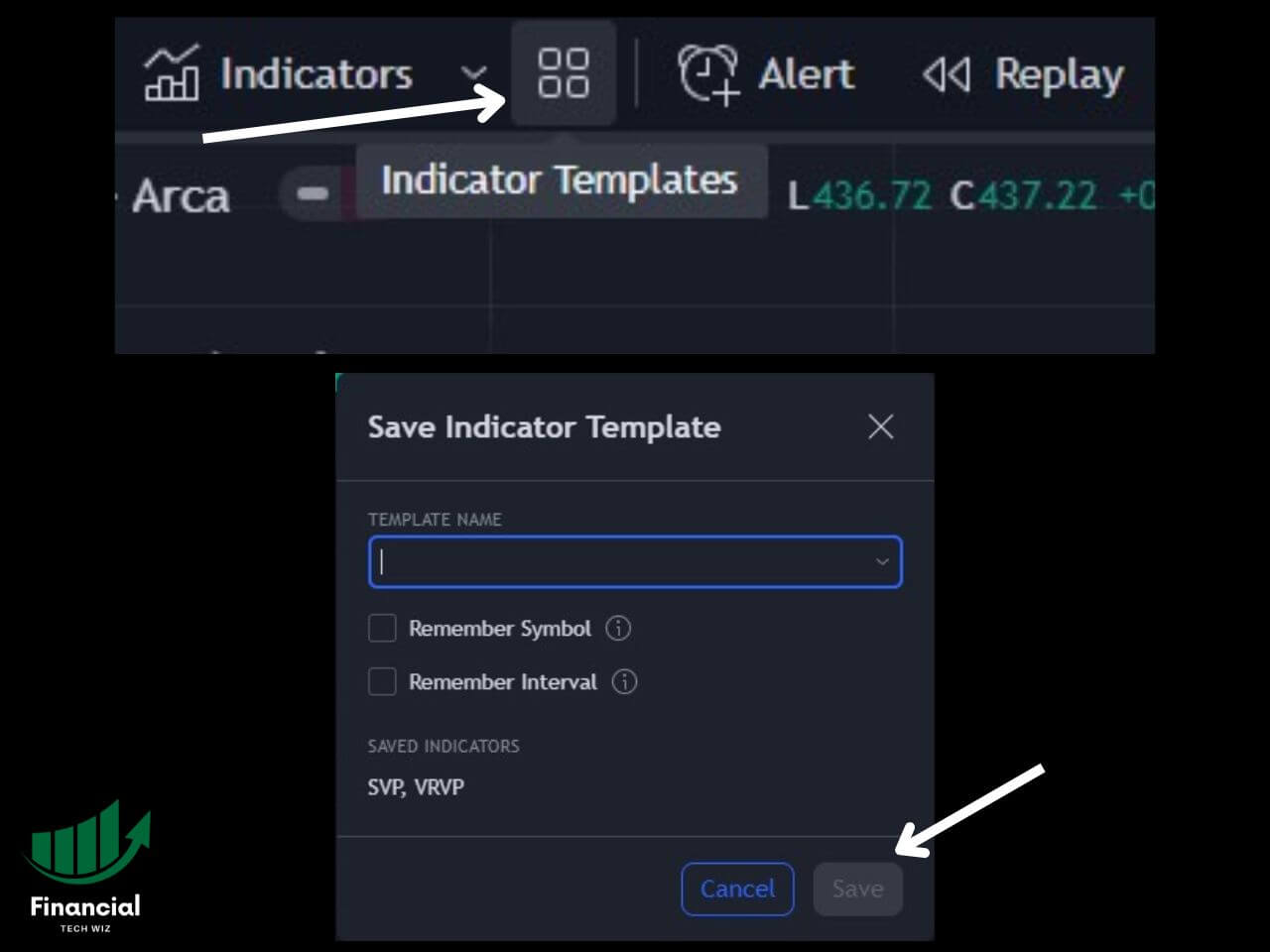 how to save indicator template tradingview