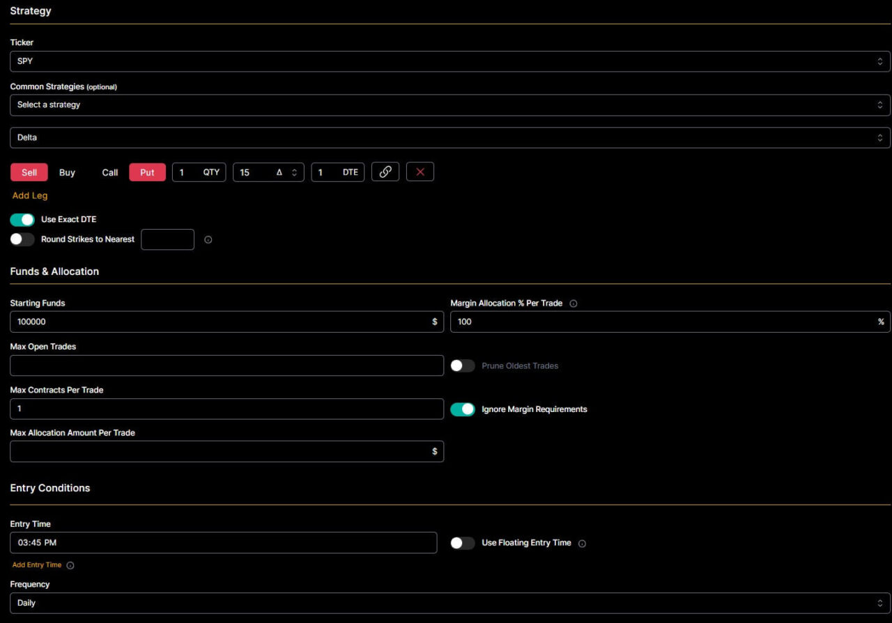 option omega example backtest parameters