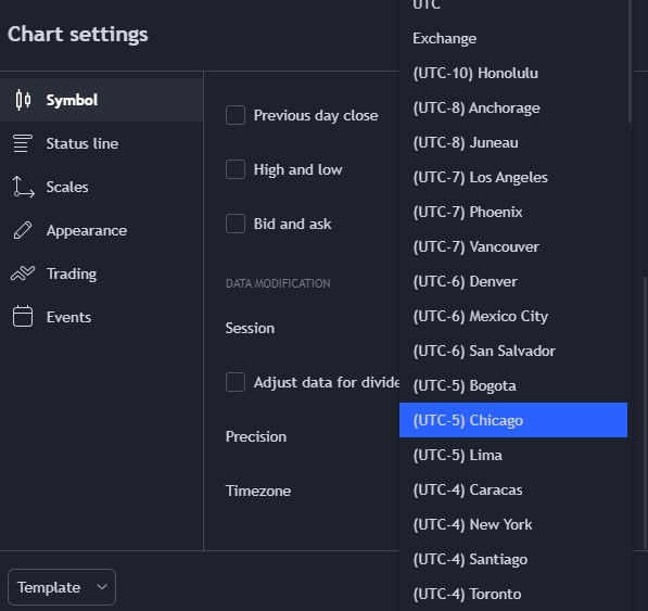 tradingview time zone settings