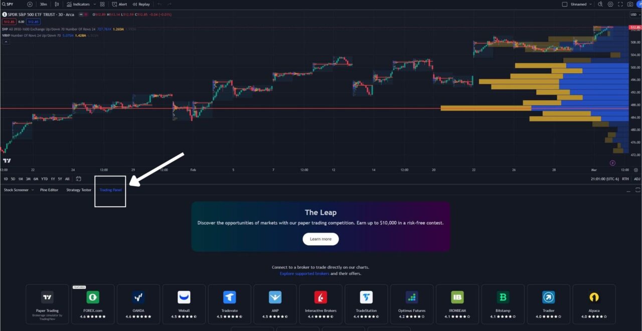 tradingview trading panel