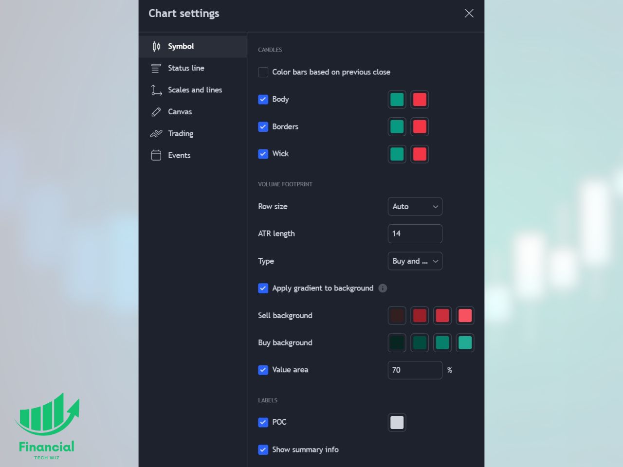 tradingview footprint settings