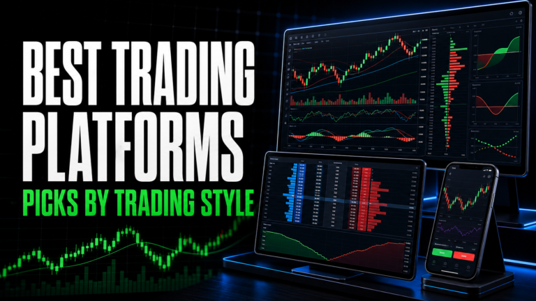 Best trading platforms thumbnail showing desktop, tablet, and mobile trading interfaces