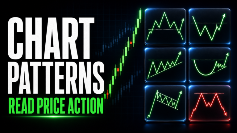 Chart patterns thumbnail showing six technical analysis formations and price action