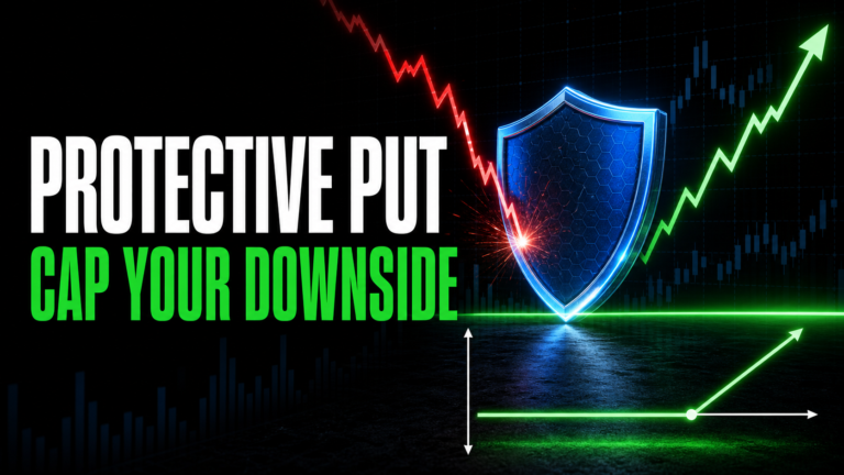 Protective put strategy with a shield stopping downside at a price floor while upside remains open